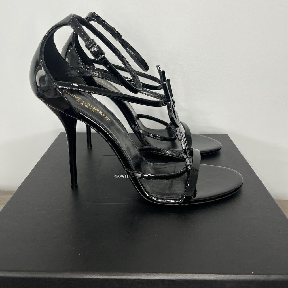 Saint Laurent Cassandra YSL Logo Sandals Black Size 42 Used - Picture 2 of 14